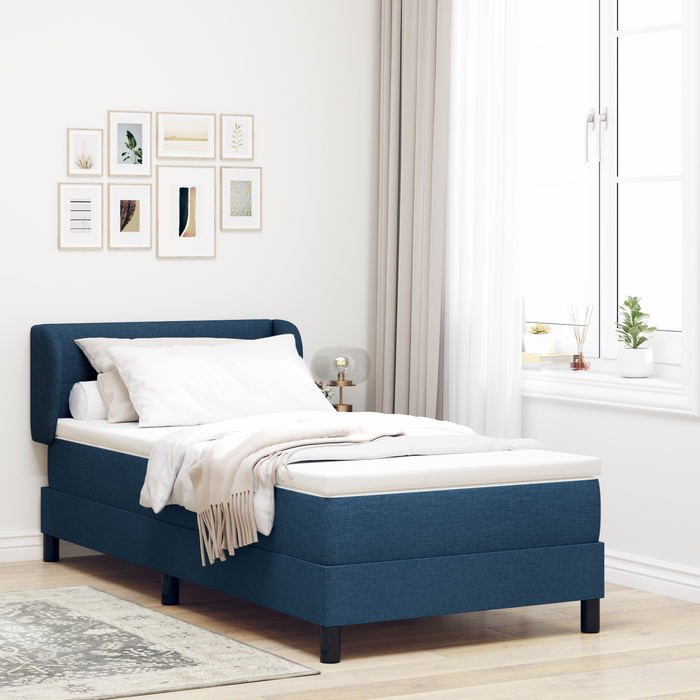 Pat box spring cu saltea, albastru, 100x200 cm, textil - WALTI WALTI