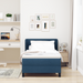 Pat box spring cu saltea, albastru, 100x200 cm, textil - WALTI WALTI
