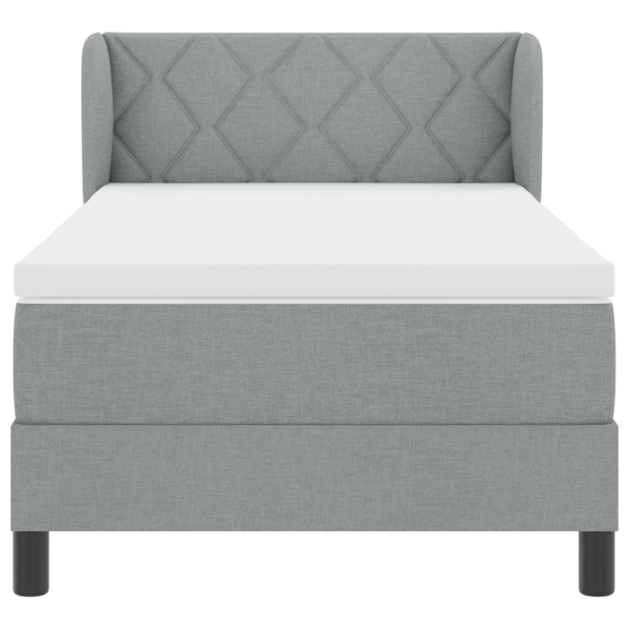 Pat box spring cu saltea, gri deschis, 90x190 cm, textil - WALTI WALTI