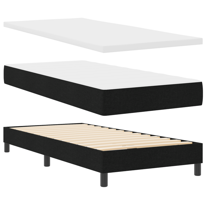 Pat box spring cu saltea, negru, 90x200 cm, textil - WALTI WALTI