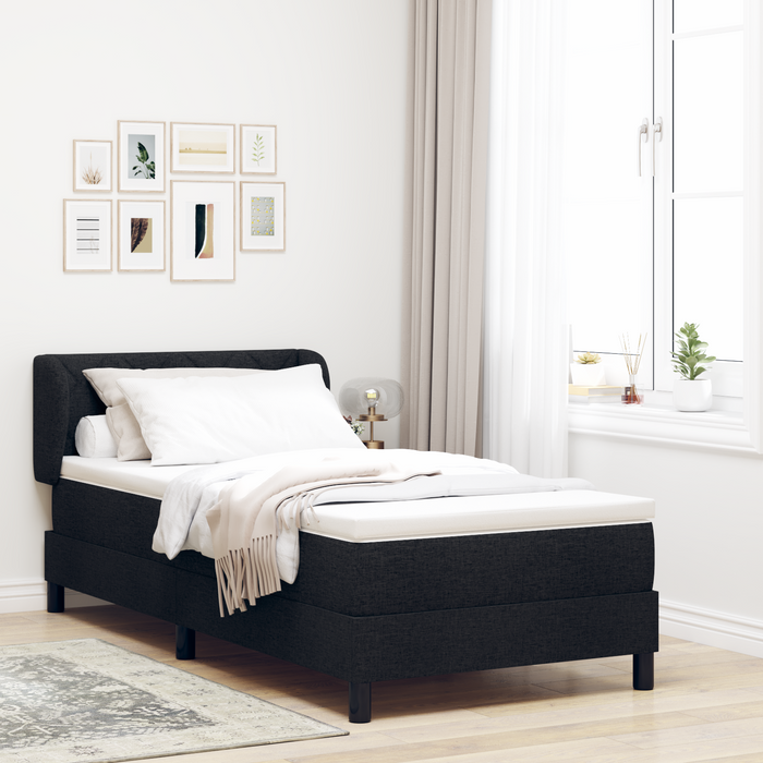 Pat box spring cu saltea, negru, 90x200 cm, textil - WALTI WALTI