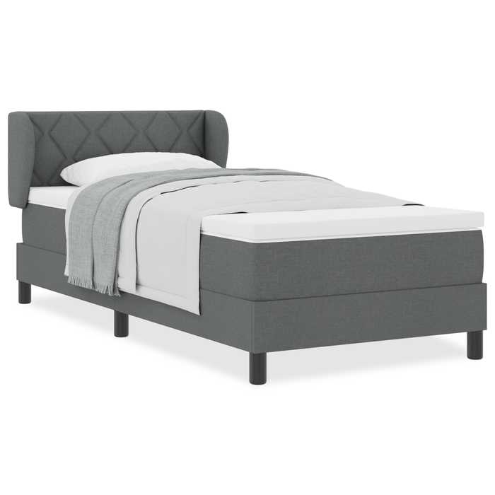 Pat box spring cu saltea, gri închis, 100x200 cm, textil - WALTI WALTI