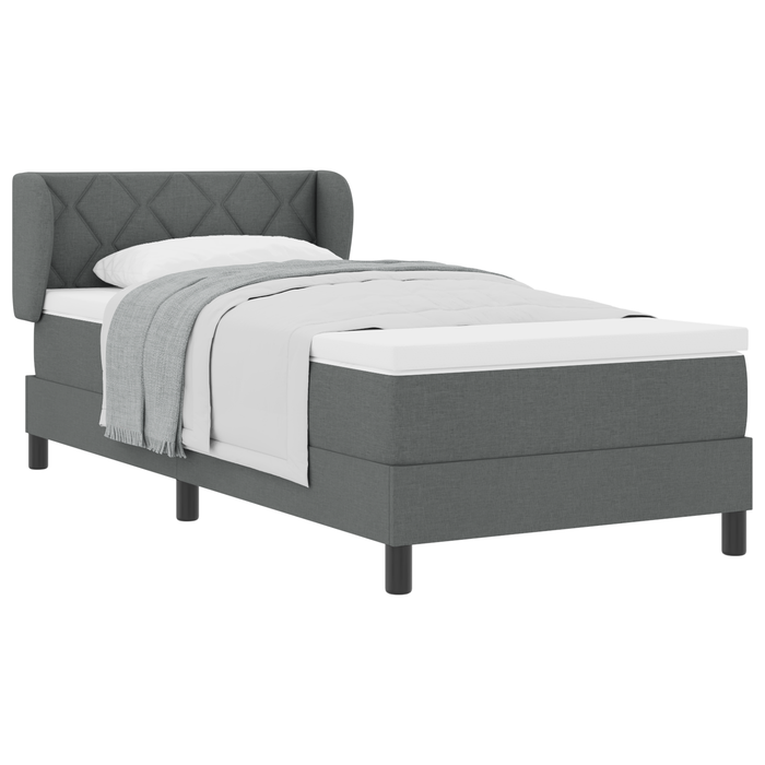 Pat box spring cu saltea, gri închis, 100x200 cm, textil - WALTI WALTI