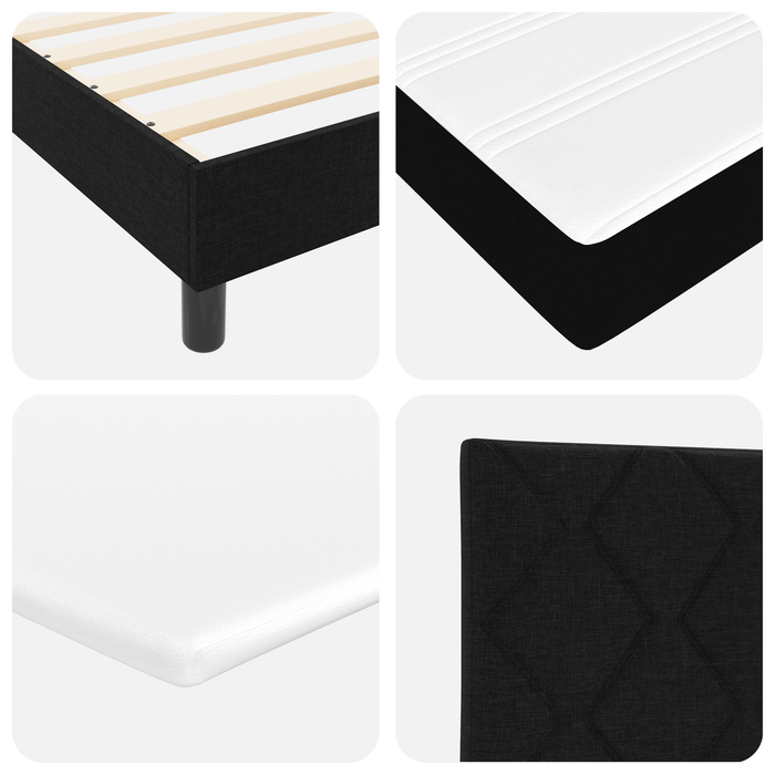 Pat box spring cu saltea, negru, 100x200 cm, textil - WALTI WALTI