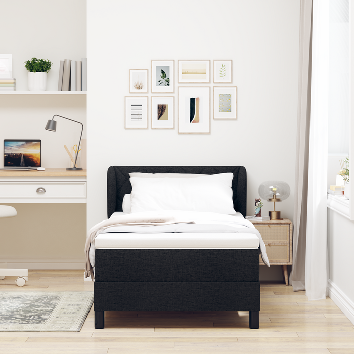 Pat box spring cu saltea, negru, 100x200 cm, textil - WALTI WALTI