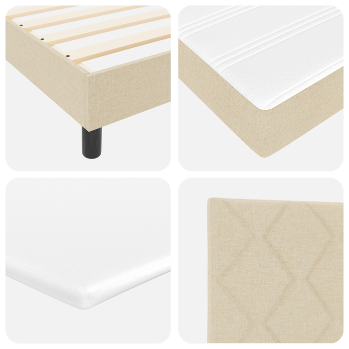 Pat box spring cu saltea, crem, 100x200 cm, textil - WALTI WALTI