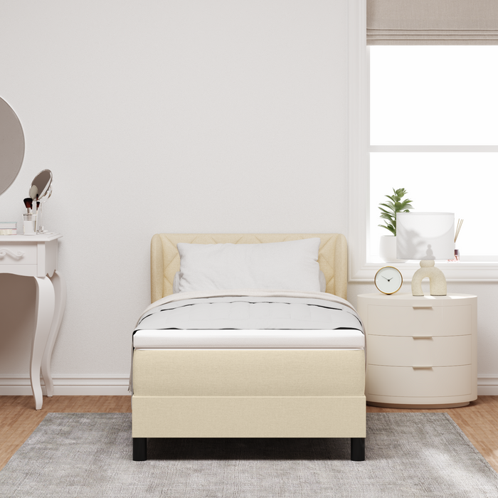 Pat box spring cu saltea, crem, 100x200 cm, textil - WALTI WALTI