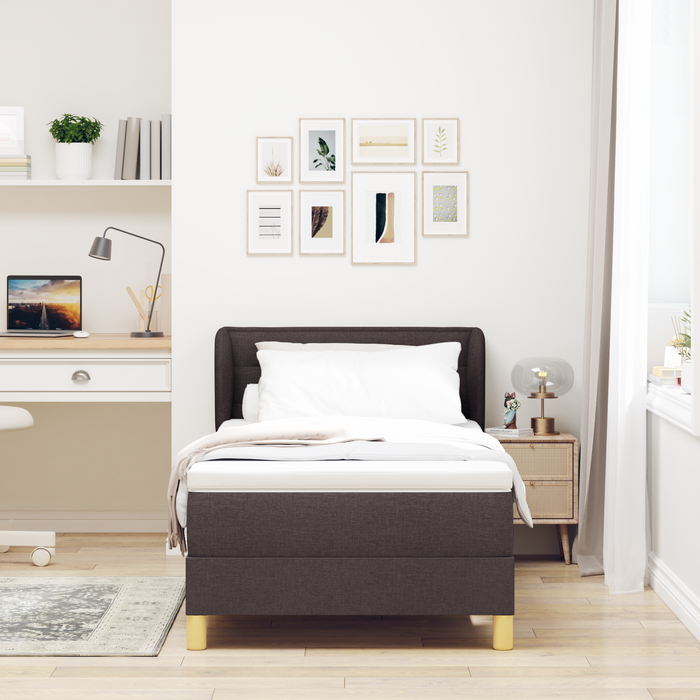Pat box spring cu saltea, maro închis, 80x200 cm, textil - WALTI WALTI