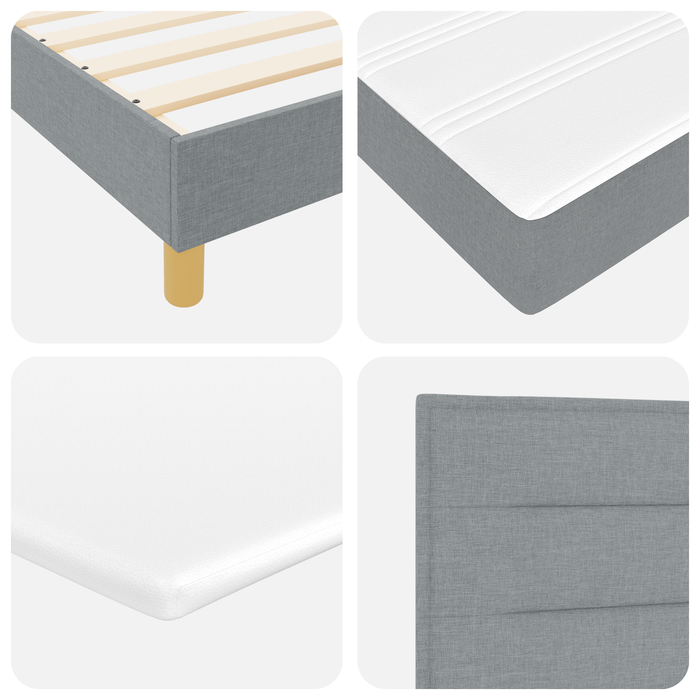 Pat Box Spring vidaXL cu Saltea Gri Deschis 90x200 cm țesătură - WALTI WALTI