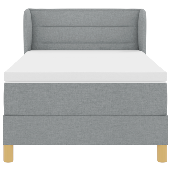 Pat Box Spring vidaXL cu Saltea Gri Deschis 90x200 cm țesătură - WALTI WALTI