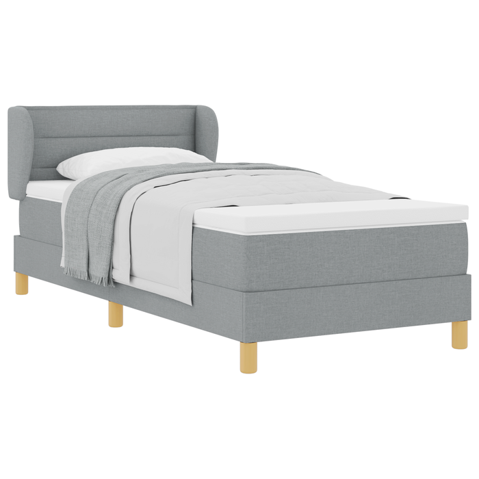 Pat Box Spring vidaXL cu Saltea Gri Deschis 90x200 cm țesătură - WALTI WALTI