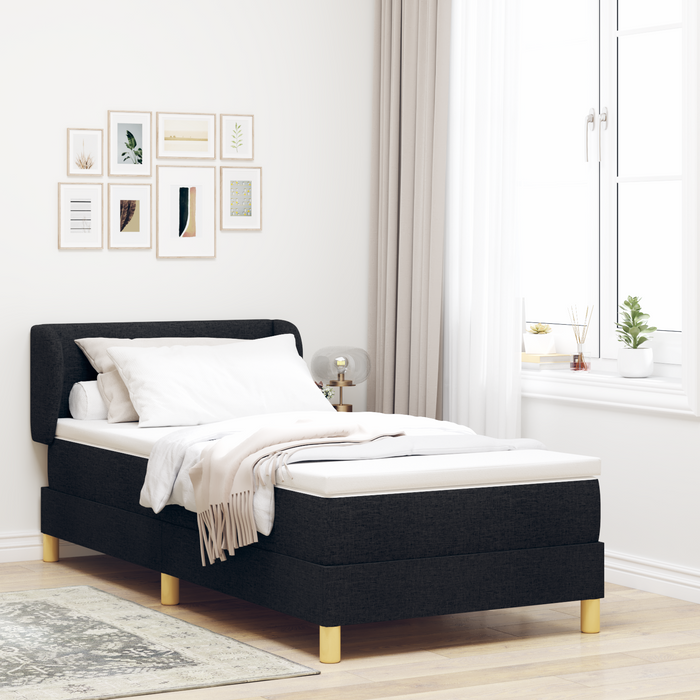 Pat box spring cu saltea, negru, 90x190 cm, textil - WALTI WALTI