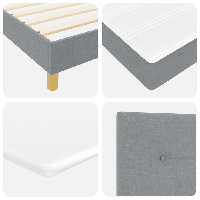 Pat box spring cu saltea, gri deschis, 90x190 cm, textil - WALTI WALTI
