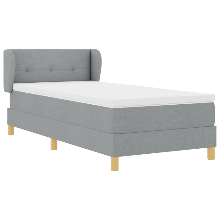 Pat box spring cu saltea, gri deschis, 90x190 cm, textil - WALTI WALTI