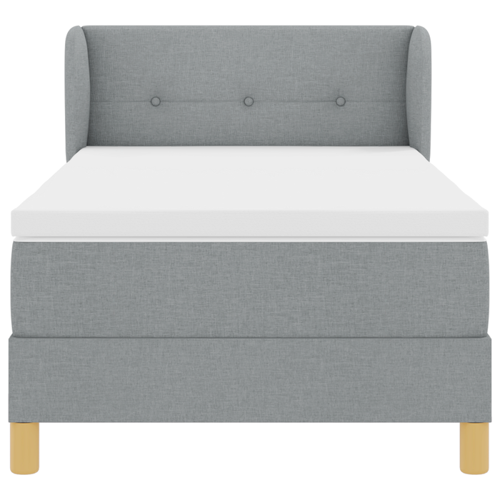 Pat box spring cu saltea, gri deschis, 90x190 cm, textil - WALTI WALTI