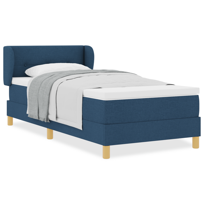 Pat box spring cu saltea, albastru, 100x200 cm, textil - WALTI WALTI