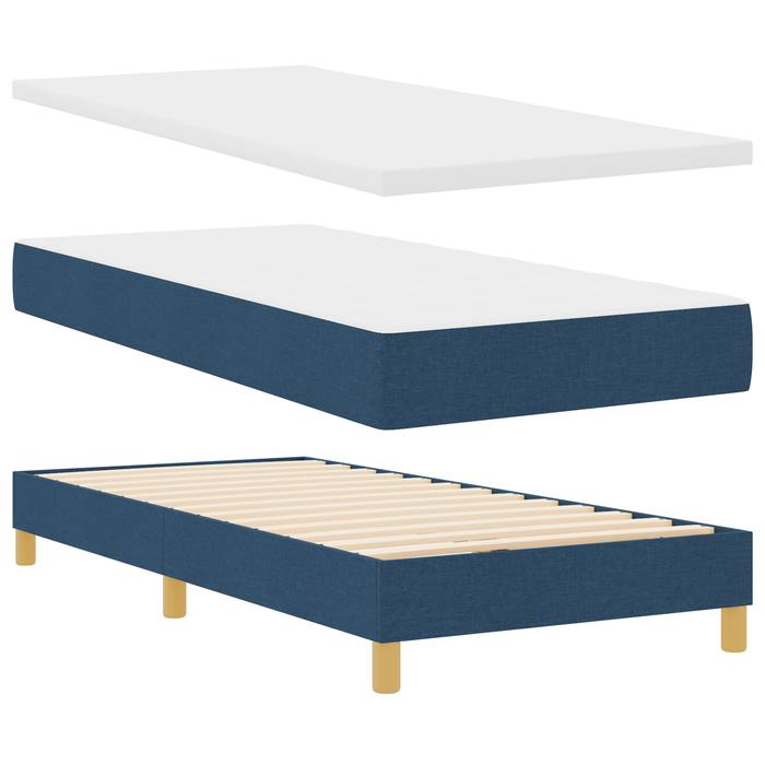 Pat box spring cu saltea, albastru, 100x200 cm, textil - WALTI WALTI