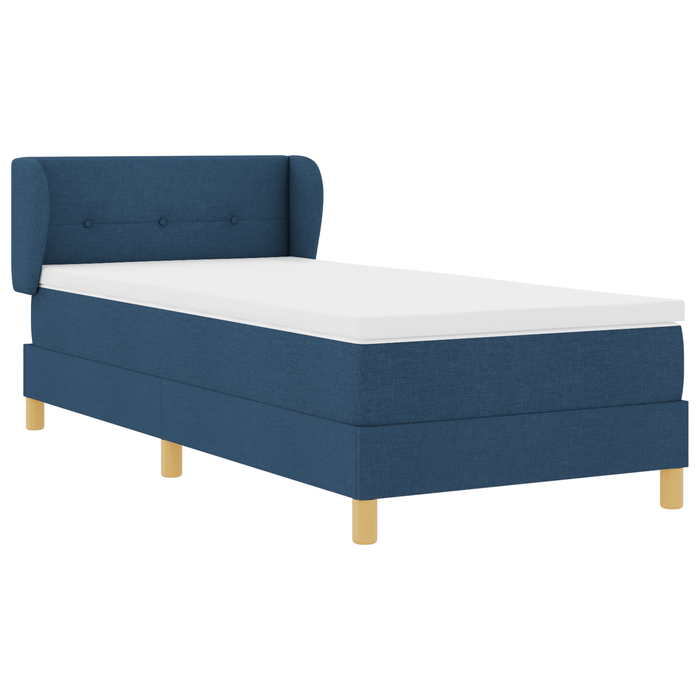 Pat box spring cu saltea, albastru, 100x200 cm, textil - WALTI WALTI