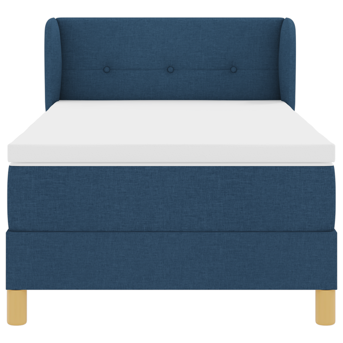 Pat box spring cu saltea, albastru, 100x200 cm, textil - WALTI WALTI