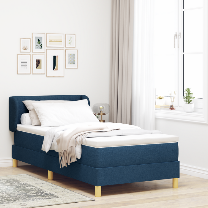 Pat box spring cu saltea, albastru, 100x200 cm, textil - WALTI WALTI