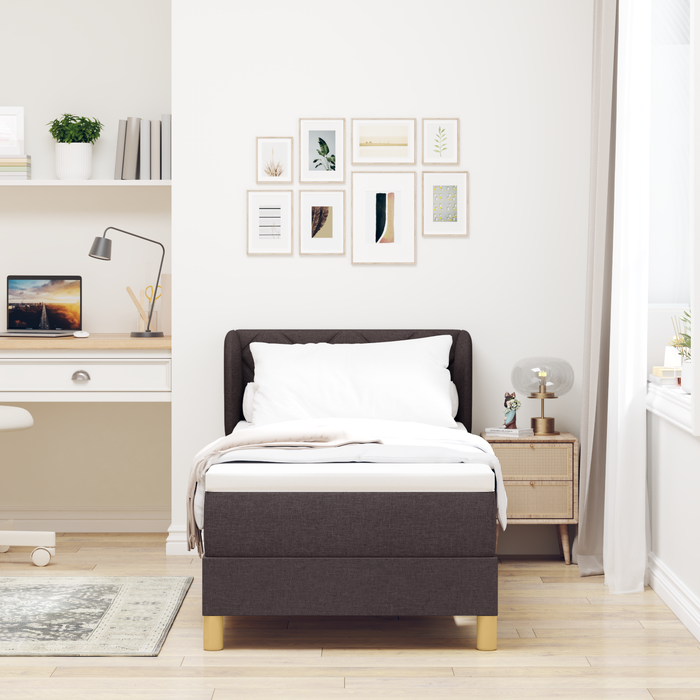 Pat box spring cu saltea, maro deschis, 80x200 cm, textil - WALTI WALTI