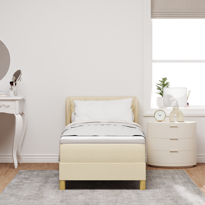 Pat box spring cu saltea, crem, 80x200 cm, textil - WALTI WALTI