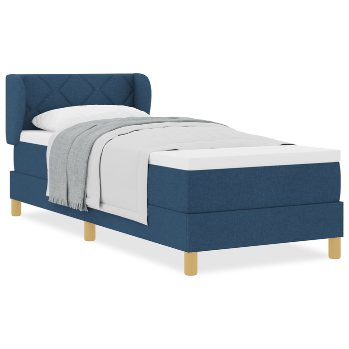 Pat box spring cu saltea, albastru, 80x200 cm, textil - WALTI WALTI