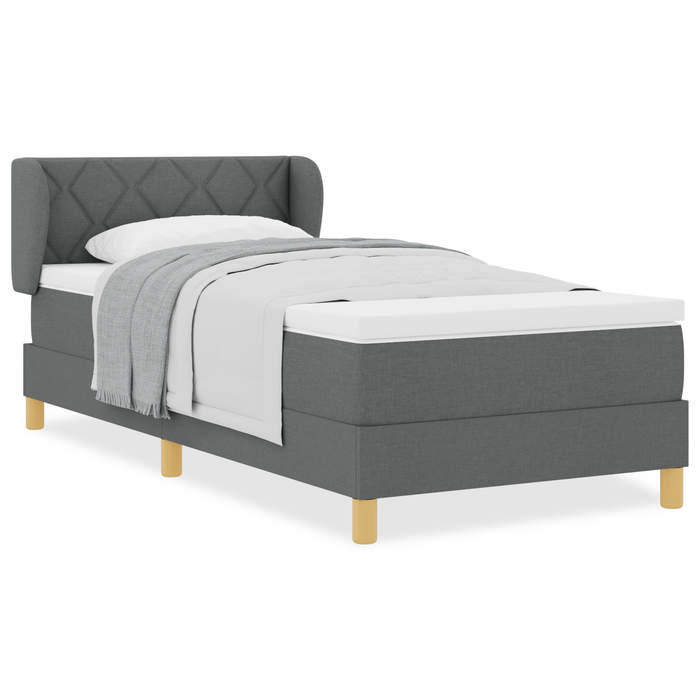Pat box spring cu saltea, gri închis, 90x190 cm, textil - WALTI WALTI