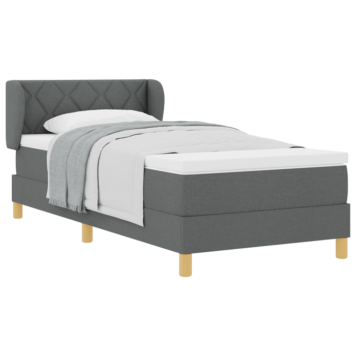 Pat box spring cu saltea, gri închis, 90x190 cm, textil - WALTI WALTI