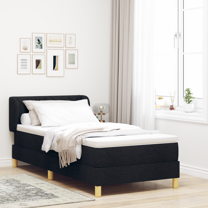 Pat box spring cu saltea, negru, 90x190 cm, textil - WALTI WALTI