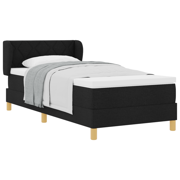 Pat box spring cu saltea, negru, 90x190 cm, textil - WALTI WALTI