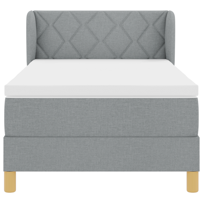 Pat box spring cu saltea, gri deschis, 90x200 cm, textil - WALTI WALTI