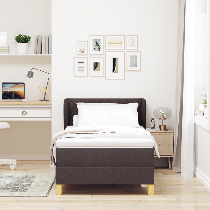 Pat box spring cu saltea, maro închis, 90x200 cm, textil - WALTI WALTI
