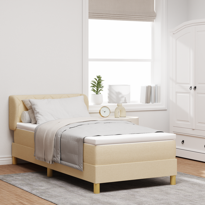 Pat box spring cu saltea, crem, 90x200 cm, textil - WALTI WALTI