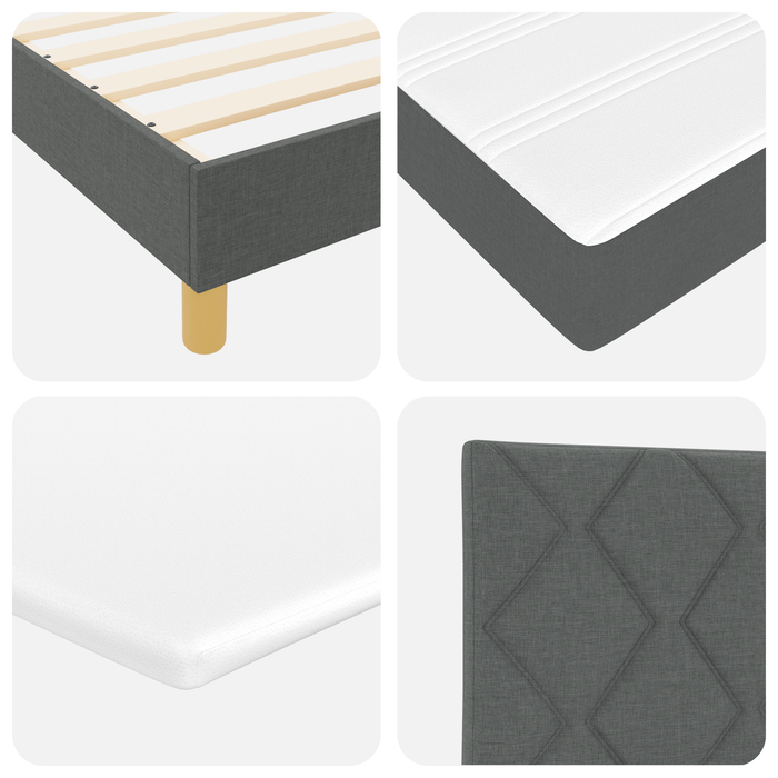 Pat box spring cu saltea, gri închis, 100x200 cm, textil - WALTI WALTI
