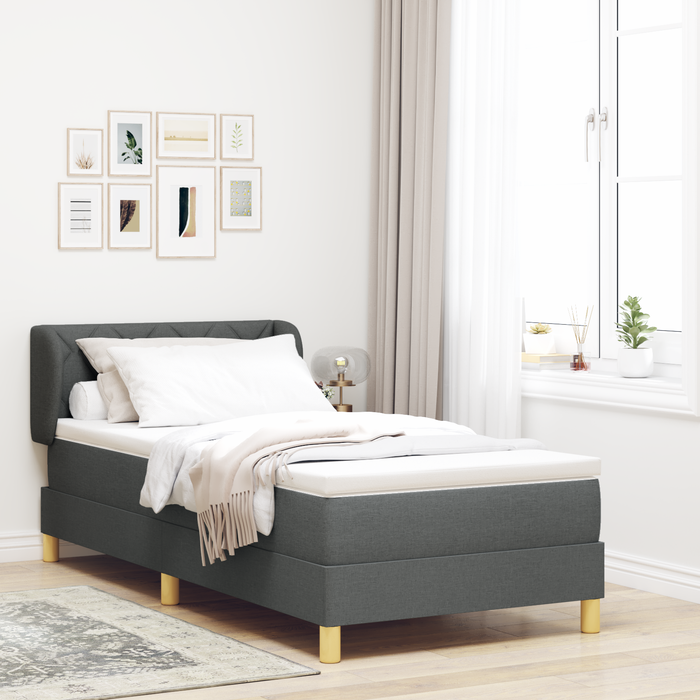 Pat box spring cu saltea, gri închis, 100x200 cm, textil - WALTI WALTI