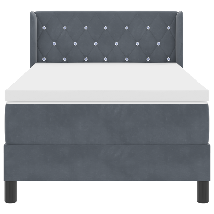 Pat box spring cu saltea, gri închis, 90x190 cm, catifea - WALTI WALTI