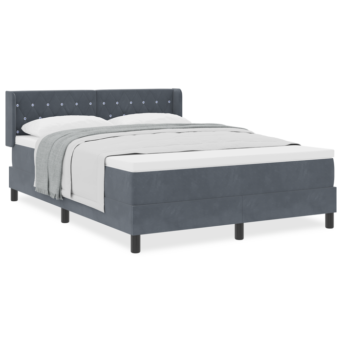 Pat box spring cu saltea, gri închis, 160x200 cm, catifea - WALTI WALTI