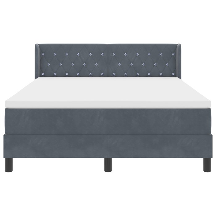 Pat box spring cu saltea, gri închis, 160x200 cm, catifea - WALTI WALTI
