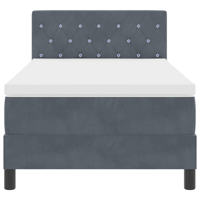 Pat box spring cu saltea & LED, gri închis, 90x190 cm, catifea - WALTI WALTI