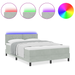 Pat box spring cu saltea & LED, gri deschis, 140x200 cm catifea - WALTI WALTI
