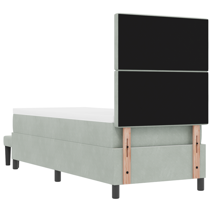 Pat cu Arcuri cu Saltea și Bancă Gri Deschis 80x200 cm Catifea - WALTI WALTI