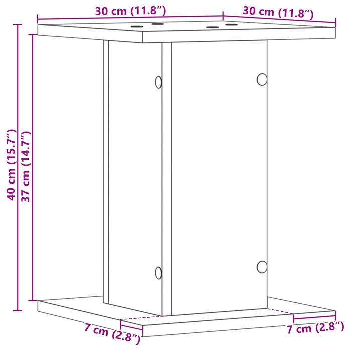 Suport plante, 2 buc., stejar negru, 30x30x40 cm lemn prelucrat - WALTI WALTI