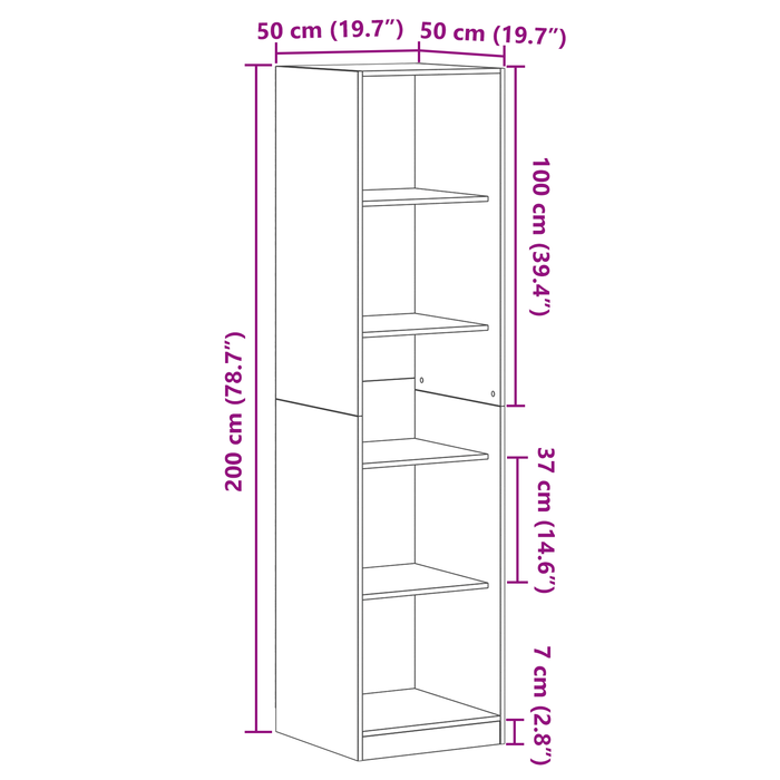 Dulap Negru Stejar 50x50x200 cm din Lemn Ingineresc de la vidaXL - WALTI WALTI