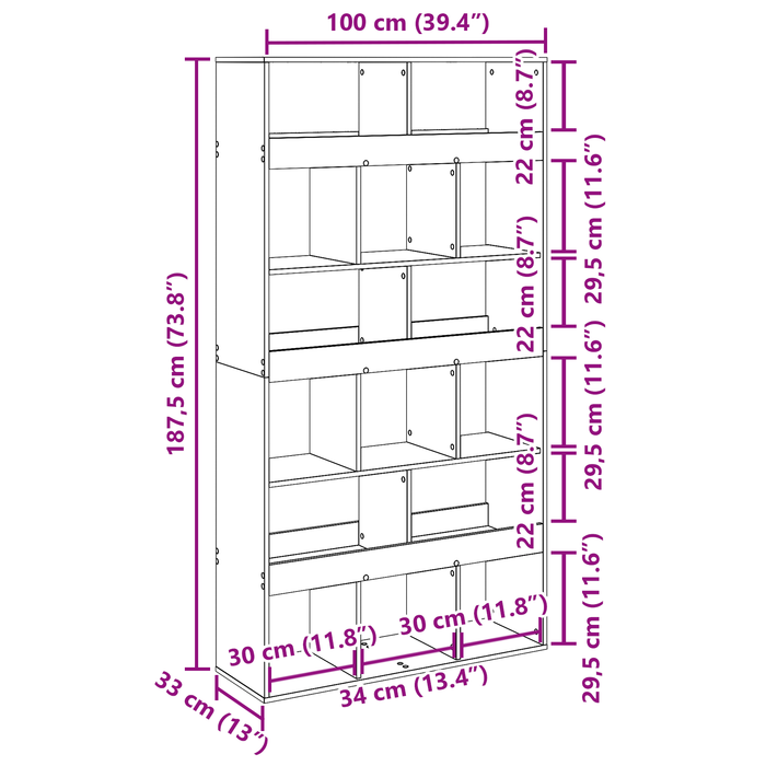 Paravan 2 piese Stejar negru 100x33x187,5 cm Lemn prelucrat - WALTI WALTI