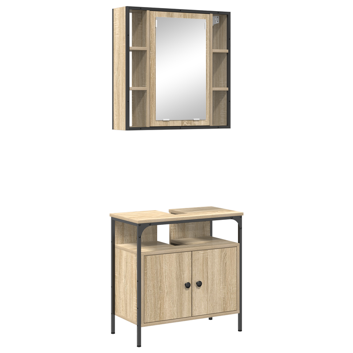 Set de 2 dulapuri pentru baie din stejar din lemn ingineresc - WALTI WALTI
