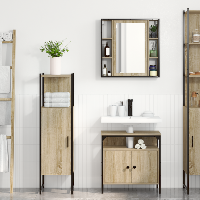 Set Mobilier Baie pe 3 Piese din Lemn Inginerizat Stejar Deschis - WALTI WALTI