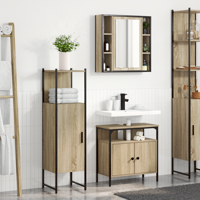 Set Mobilier Baie pe 3 Piese din Lemn Inginerizat Stejar Deschis - WALTI WALTI