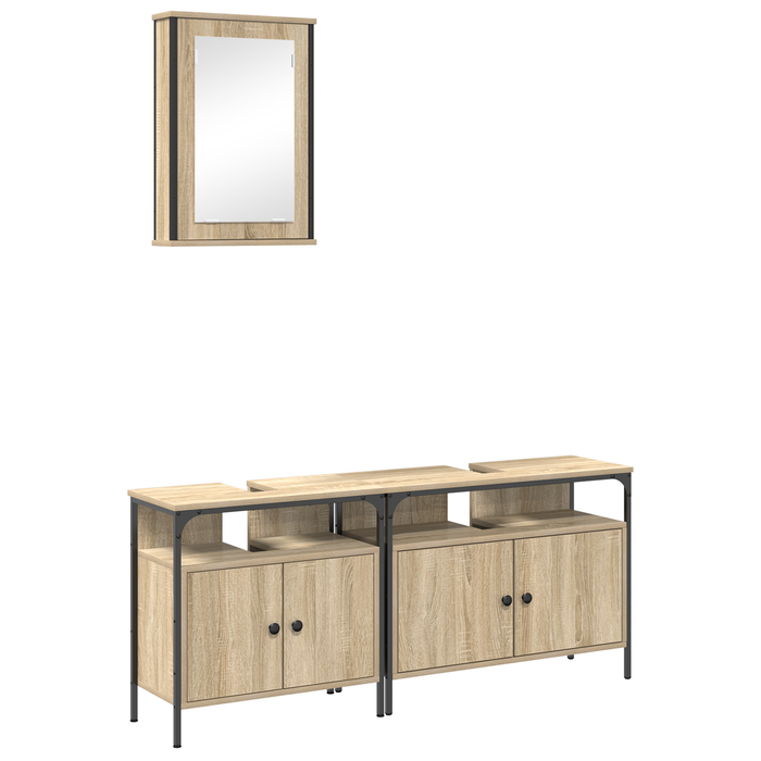Set de Dulapuri pentru Baie vidaXL 3 Piese Lemn Prelucrat Stejar Sonoma - WALTI WALTI