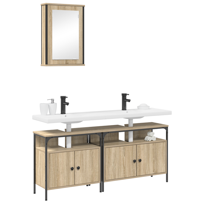 Set de Dulapuri pentru Baie vidaXL 3 Piese Lemn Prelucrat Stejar Sonoma - WALTI WALTI